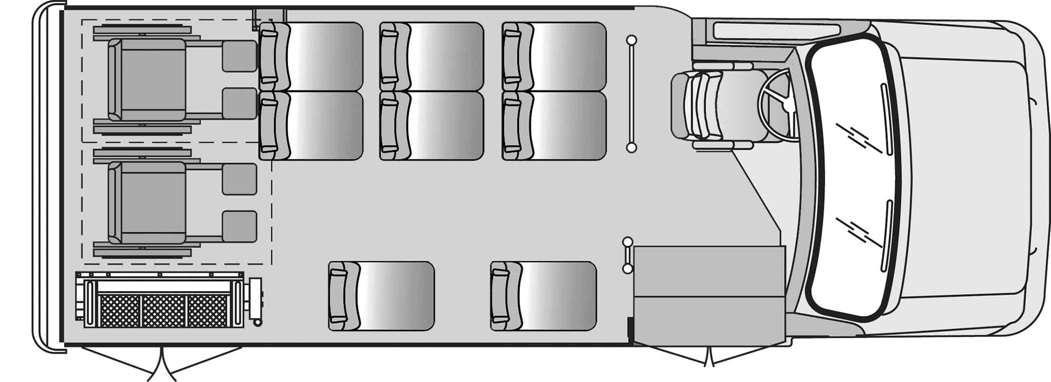8 Passenger 2 Wheelchair Plus Driver Floorplan Image